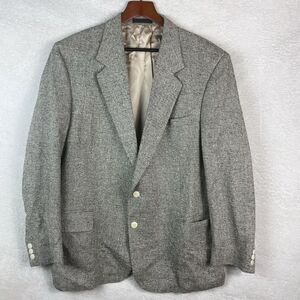 VINTAGE English Manor Tweed Jacket 44R Gray Silk Knit‎ Blazer Sport Coat